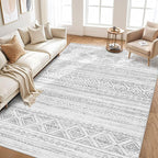 cotiled Boho 9x12 Area Rug for Living Room: Large Moroccan Washable Rug | Stain - Image 5