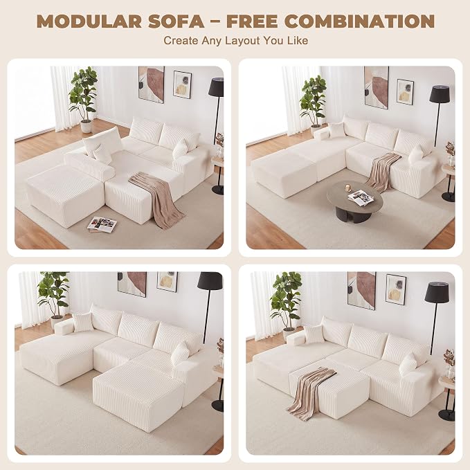 Weture 108” Modular Sectional Couches, Modern Modular U-Shape Sofa - Image 3