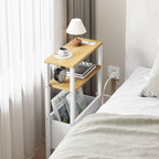 Narrow Side Table with Charging Station Slim End Table Sofa with Magazine Rack - Image 5