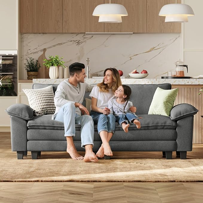 LINSY HOME 90" Modular Cloud Love Seat Sofa, Corduroy Soft Sectional Couch - Image 6