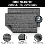 Front Door Mat, Indoor Outdoor Welcome Muddy Doormat, 30x17 Battleship Gray | - Image 2