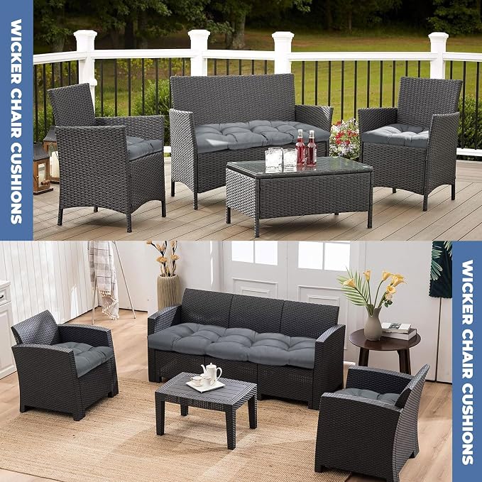 DANGHOOGY Wicker Chair Cushions, Waterproof Outdoor Loveseat Cushions - Image 5