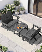 SERWALL Folding Adirondack Bench, HDPE All-Weather Adirondack Loveseat Set of 2 - Image 9