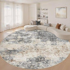 LOONGRUG Round Rug 10x10 Washable Circle Large Neutral Modern Abstract Rug | by LOONGRUG