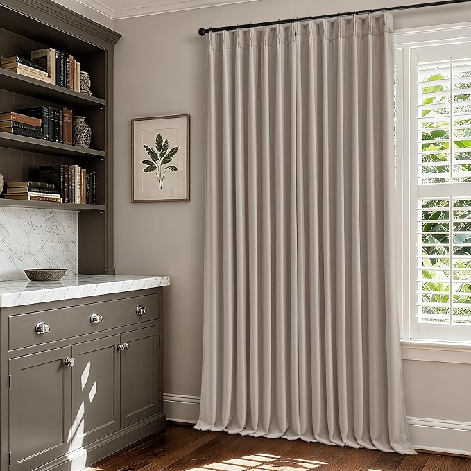 Burlywood Birch Pleated Linen Blackout Curtains 112 Inches Long | Pinch Pleat - Image 7