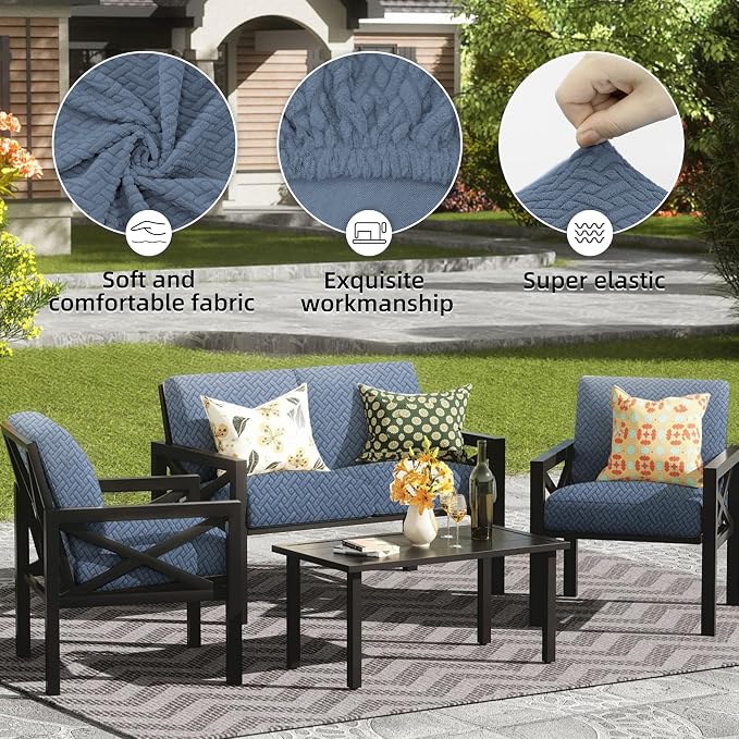 12PCS Patio Cushion Covers, Patio Furniture Couch Seat Slipcovers | Washable - Image 3