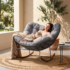 Grand patio Outdoor Rocking Chair, Oversized Papasan Rocking Chair - Image 3