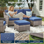6 Piece Outdoor Patio Wicker Furniture Sets-High Back Outdoor Conversation Set - Image 3