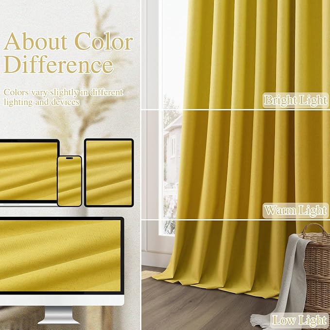 100% Blackout Curtains 96 Inch Length 2 Panels Set - Image 7