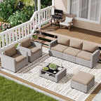 LOUVIXA 7 Piece Outdoor Patio Furniture Set, Rattan Chairs Glass Table Wicker - Image 8