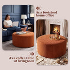 BSHOMGI Round Ottoman, Corduroy Ottomans Foot Stool, 27.5" Pouf Footstool - Image 3