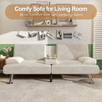 Shahoo Modern Upholstered Convertible Folding Futon Sofa Bed - Image 6