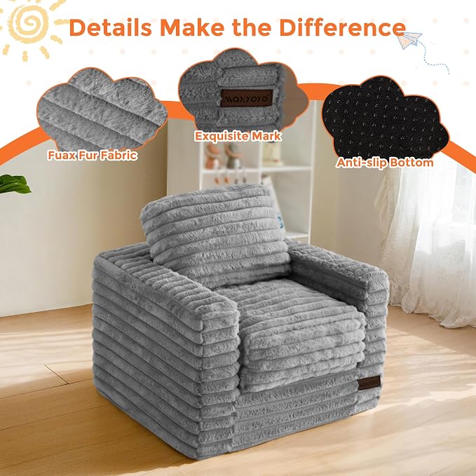 MAXYOYO Kids Bean Bag Chair, Comfy Faux Fur Bean Bag Sofa - Image 5