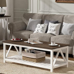 ChooChoo Farmhouse Coffee Table, Rustic Vintage Living Room Table by ChooChoo