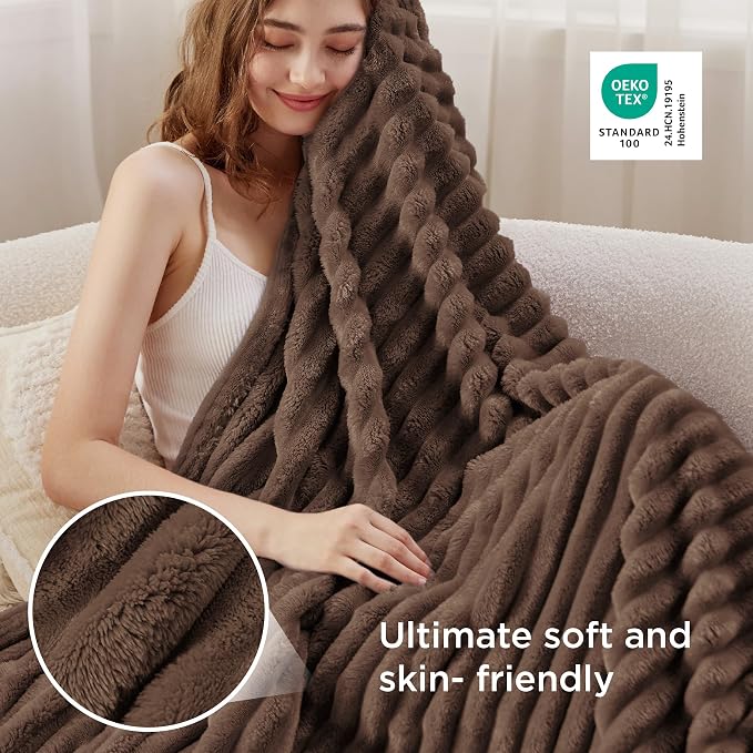 Bedsure Soft Twin XL Blanket for Bed Dorm Brown 66"x90" | Birthday Gifts for - Image 4