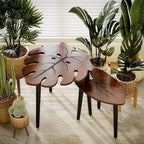 BAMEOS Monstera Leaf Nesting Tables Set of 2, Small Side Tables f Set - Image 5