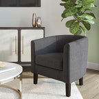 BELLEZE Living Room Chairs Set of 2, Linen Round Accent Barrel Chairs, Club Tub - Image 2