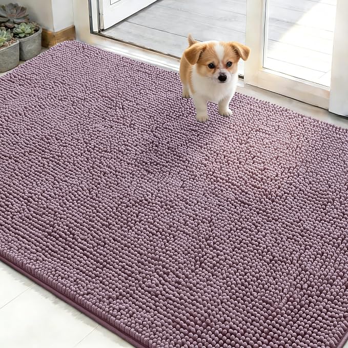 OLANLY Dog Door Mat for Muddy Paws 48x30, Super Absorbent Chenille Mud Mat | by OLANLY