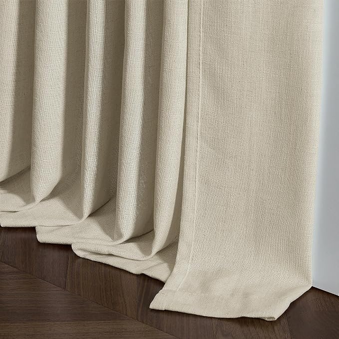 Linen Beige Pinch Pleated Semi Sheer Curtains 78 Inches Long 2 Panels Set | - Image 7