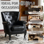Modern Accent Chair Set of 2, Mid-Century PU Leather Armchair - Image 7