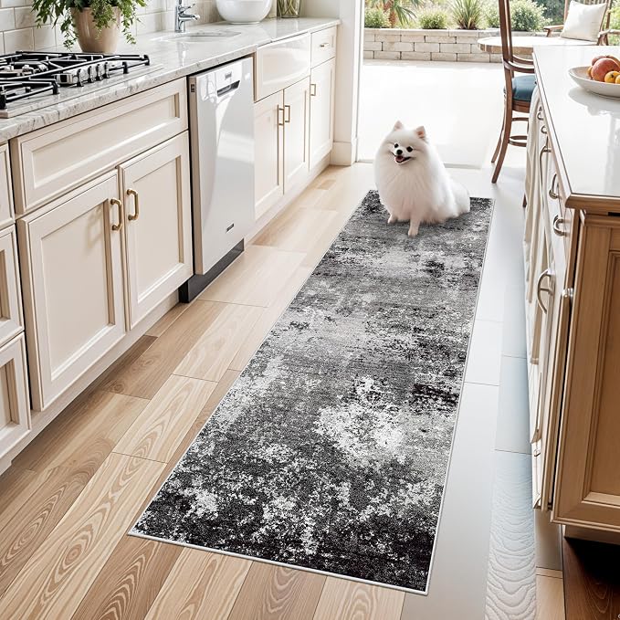 2x6ft Washable Kitchen Runner Rug – Non-Slip Low-Pile Floor Carpet Runner by BYYVOORugsforYourHome