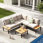 JOYURE 4-Piece Patio Furniture Set, Metal Outdoor Sectional Sofa by JOYURE
