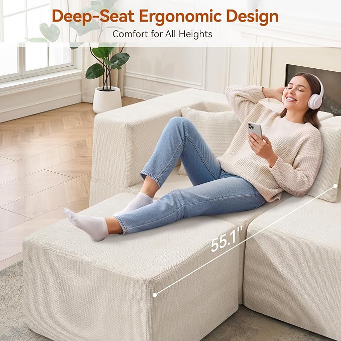 MONVANE Modular Sectional Sofa, Oversized 12 Seat Convertible U Shaped Couch - Image 5