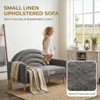 49" Small Loveseat Sofa for Small Spaces, Mid Century Modern Sofa, Linen - Image 4