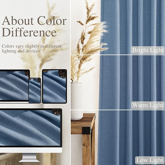 Stone Blue Linen Curtains 84 Inches Long - Image 5