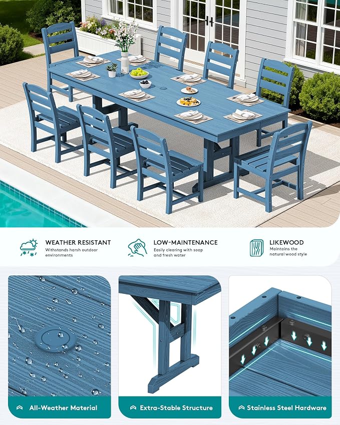 SERWALL 9 Piece Outdoor Dining Set - Image 3