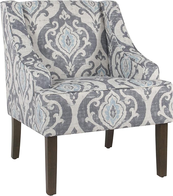 HomePop Velvet Swoop Arm Accent Chair, Suri Blue by HomePop