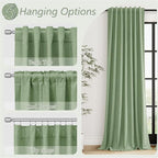 Light Sage 100% Blackout Linen Curtains 96 Inch Length 2 Panels Set - Image 6