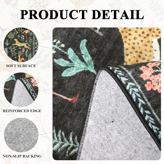 DUKINO 5x8 Area Rug for Bedroom, Soft Washable Animal Rug Non Slip, Stain - Image 5
