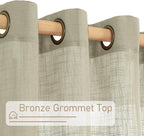 63 Inch Length Linen Sheer Curtains 2 Panels Set, Oatmeal Light Filtering - Image 4