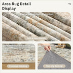 Soalmost 9x12 Area Rugs for Living Room Washable Rug Abstract Orange/Brown | - Image 6