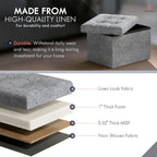 Ornavo Home Small Storage Ottoman Foldable Collapsible Rectangle Linen Ottoman - Image 4