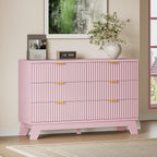 BORNOON Fluted 6 Drawer Dresser, 47.2" Wide Modern Boho Chest of Drawers by BORNOON