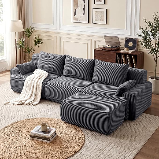 GRUSIGN 118'' Sectional Boneless Oversize Modular Couches, Curved Cloud by GRUSIGN