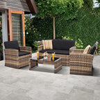 KROFEM 4-Piece Patio Furniture Set, Wicker Outdoor Rattan Sectional Sofa - Image 2