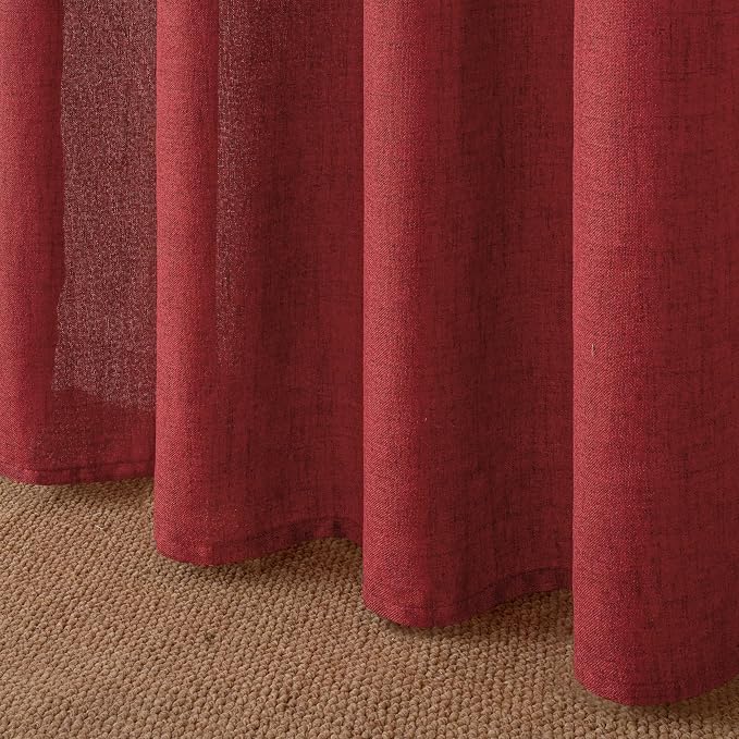 YoungsTex Burgundy Red Linen Curtains 80 Inch Length - Image 7