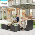 Outsunny 3 Piece Patio Furniture Set, Wicker Rattan Outdoor Patio Conversation - Image 2