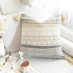 Gray Boho Throw Pillow Cover 18x18 Grey Decorative Accent Pillow - Image 5