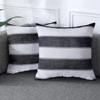 AmHoo Pack of 2 Farmhouse Stripe Check Throw Pillow Covers Set Case Cotton by AmHootextile