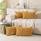 Set of 4 Mustard Yellow Decorative Throw Pillow Covers 12x20 Inch Corduroy by Cozoomy