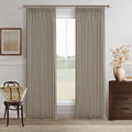 Taupe Brown Pinch Pleated Semi Sheer Linen Blend Drapes 112 Inches Long 50W | by Twodrapes