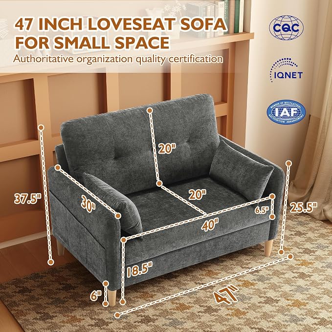 Urhanherry 47" Small Sofa Couch - Image 2