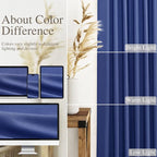 Classic Blue Linen Curtains 84 Inch Length 2 Panels Set - Image 3