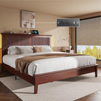 Lifezone King Bed Frame with Headboard, Solid Wood Bed Frame King Size with by Lifezone