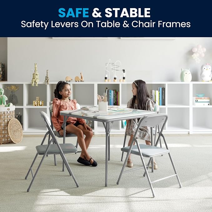 Flash Furniture Mindy Kids 5-Piece Folding Square Table and Chairs Set - Image 10