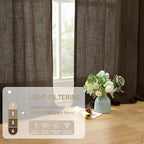 Dark Brown Semi Sheer Linen Curtains 60 Inch, 2 Panels | Light Filtering - Image 4